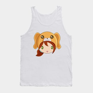 Cute Dog Hat Girl Tank Top